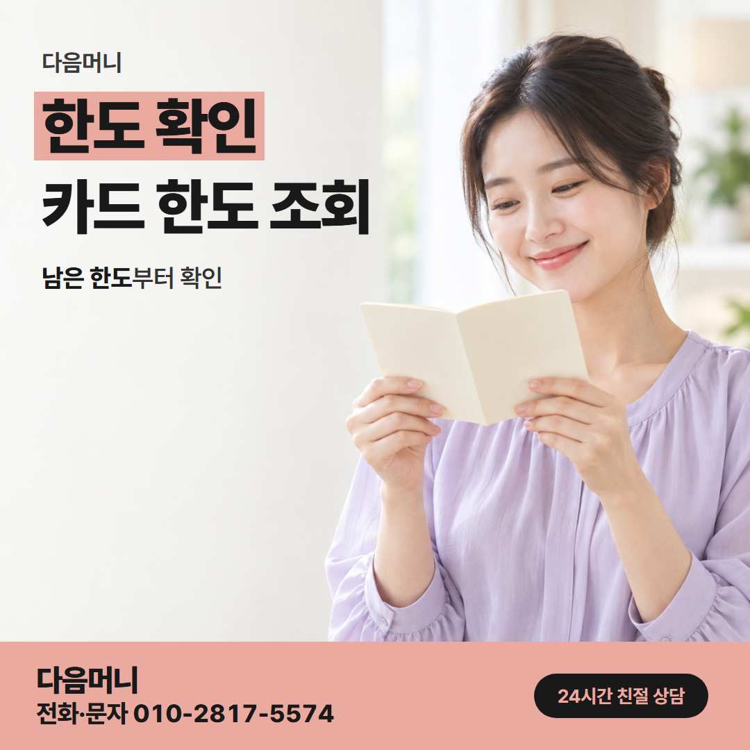 다음머니 마산카드깡 승인 전에 조회하는 카드 한도